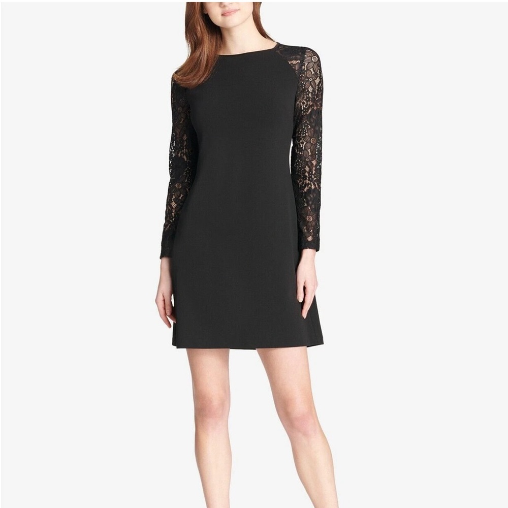 Tommy Hilfiger Black‎ Dress with Lace Sleeves